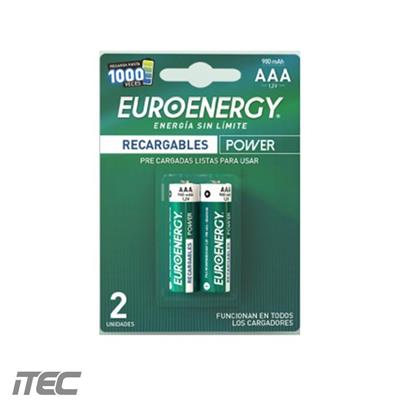 PILA RECARGABLE EUROENERGY AAA (900mAh 1.2V) X2 UNID