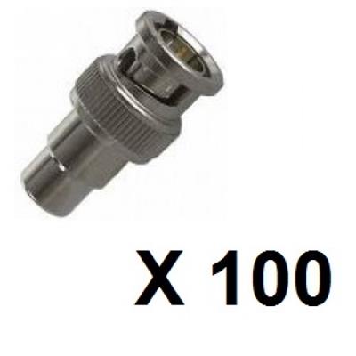 x100 Conectores Adaptador BNC-RCA