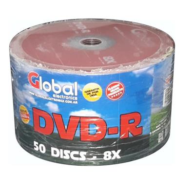 DVD-R Virgen 4.7GB 8X GLOBAL X50 Unidades DVD-R8X