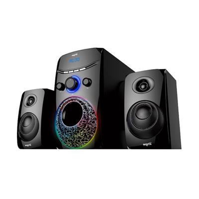 Parlante Nisuta multimedia 2.1 con FM, Bluetooth, MP3 y luces NSPAM21L